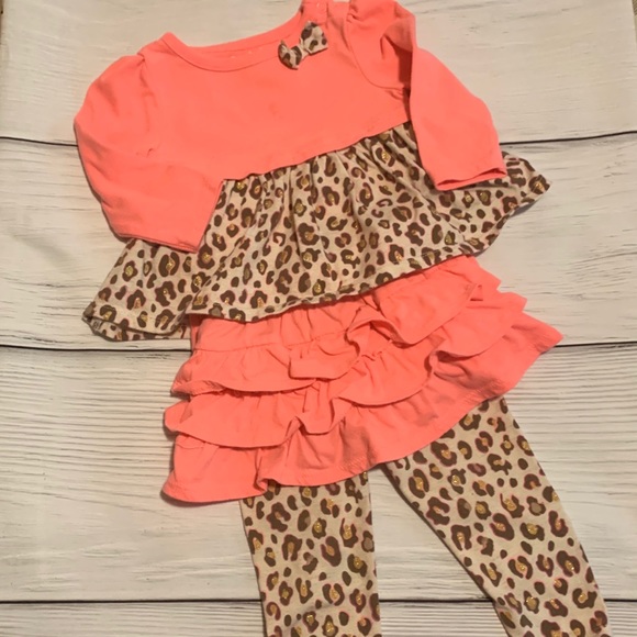 Granimals Other - *Like New* Baby Girl Coral Leopard Print LS Set